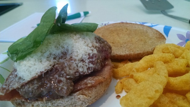 Prosciutto-Wraped Parmesan Bison Burger